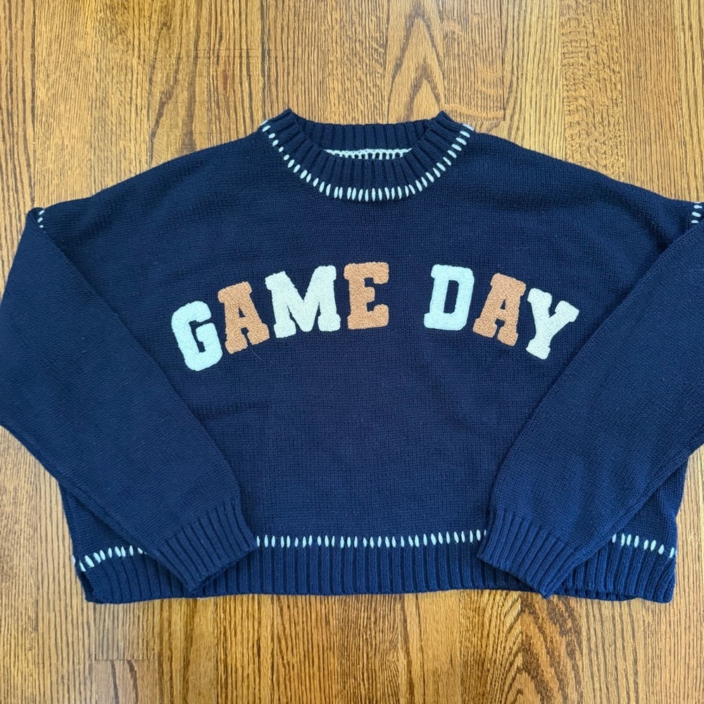 Jessica Simpson Oversized Game Day Navy Sweater Size Small